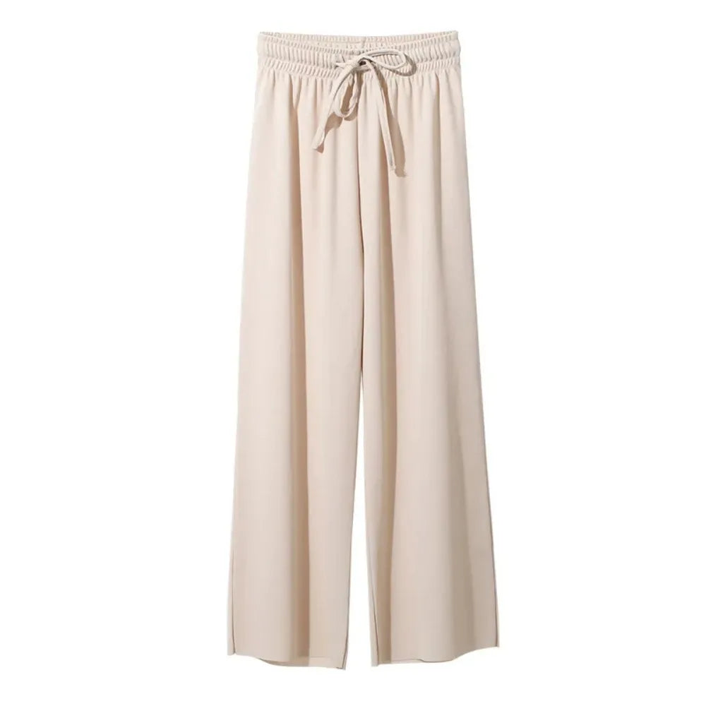Wide Leg Pants for Women – Ice Silk Elastic Waist Casual Trousers