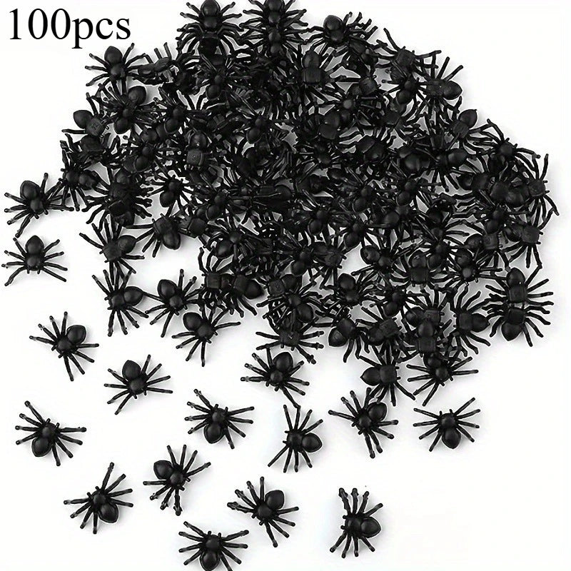 Plastic Mini Black Spiders Halloween Decoration (50/100pcs)
