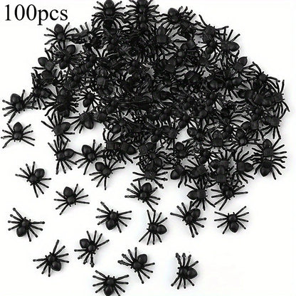 Plastic Mini Black Spiders Halloween Decoration (50/100pcs)