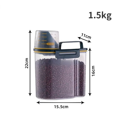 Airtight Pet Food Storage Container with Measuring Cup – 1.5KG & 2KG
