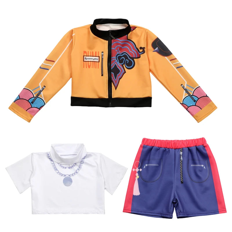 Rumi Anime Cosplay Costume – Kids 3-Piece Dance Outfit Sizes 110–150