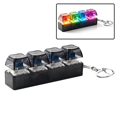 RGB LED Keyboard Keychain Fidget Toy – 4-Button Stress Relief Keycap