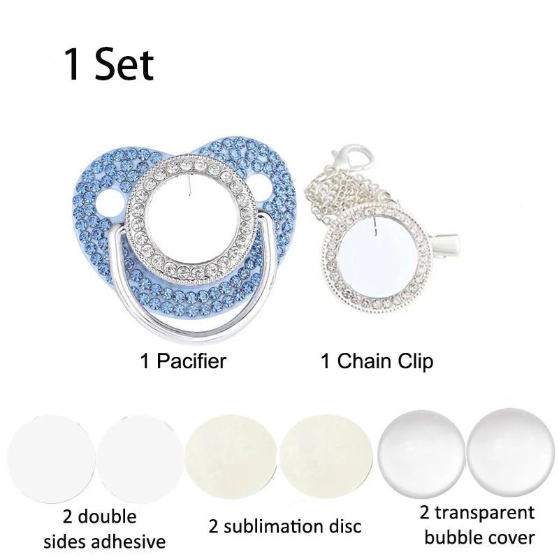 Luxury Bling Baby Pacifier & Clip Set – Personalized Newborn Dummy