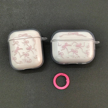 Pink Bow Clear AirPods Case with Ring Clip