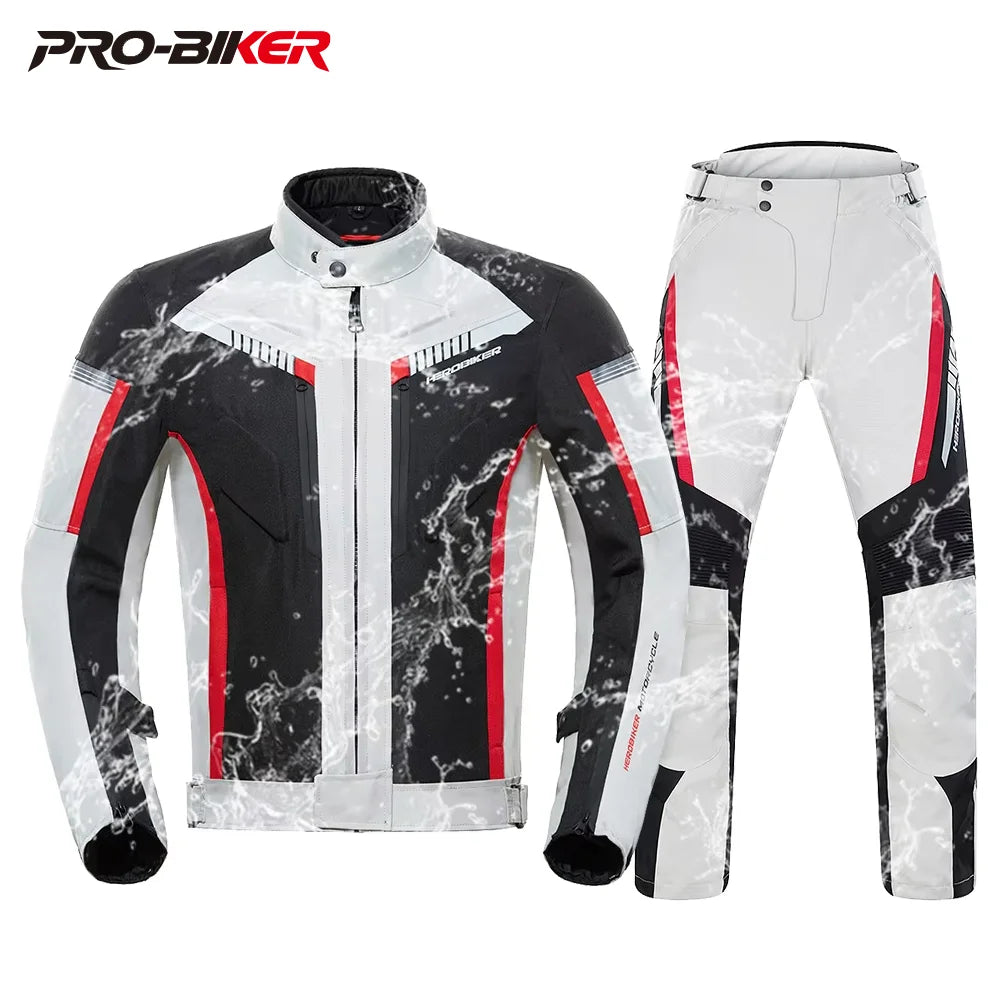 Herobiker Waterproof Motorcycle Jacket & Riding Pants with EVA Protection