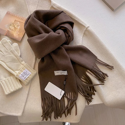 Cashmere-Feel Winter Scarf for Women – Soft Wool Pashmina Shawl with Tassels