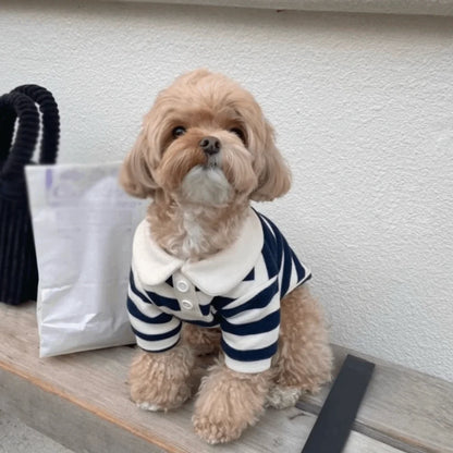 Striped Dog Shirt – Breathable Collared Polo for Small Dogs