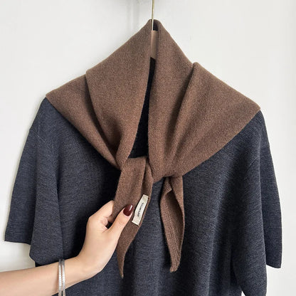 100% Wool Triangle Scarf for Women – Warm Knit Shawl & Pashmina Wrap