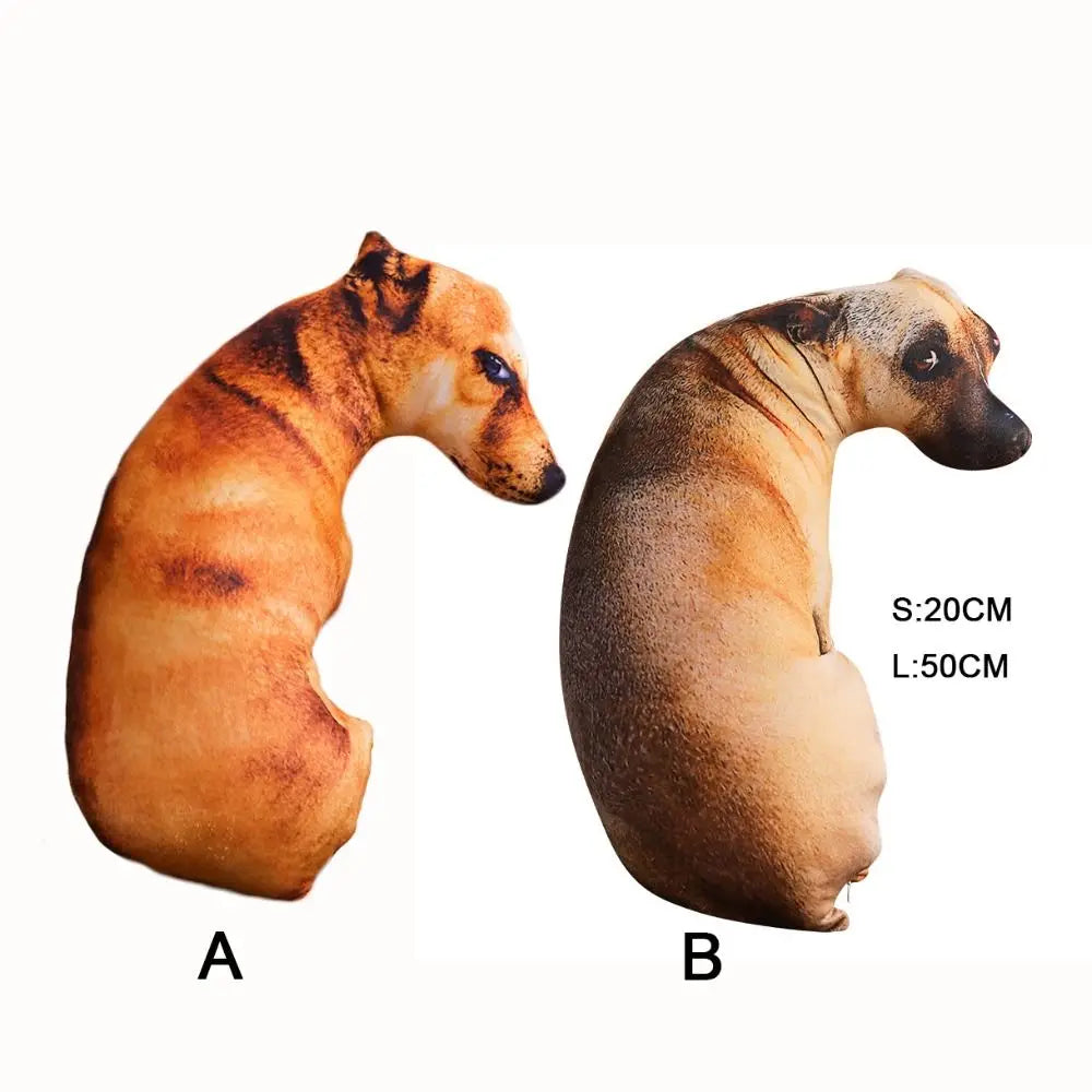 3D Dog Plush Throw Pillow – Lifelike Animal Cushion