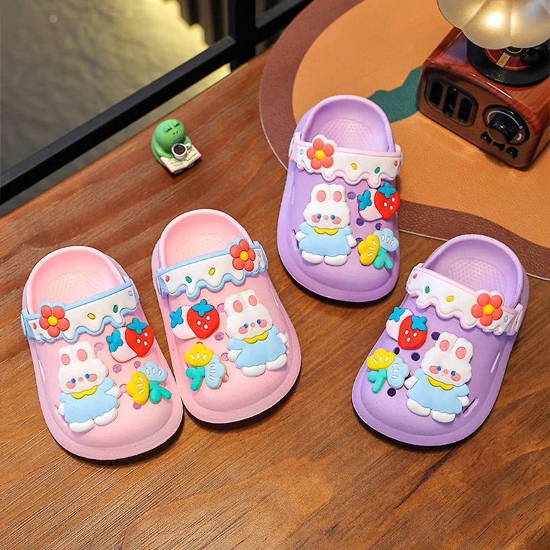 Cartoon Bunny Kids Clogs – Girls Soft Sole Garden Shoes