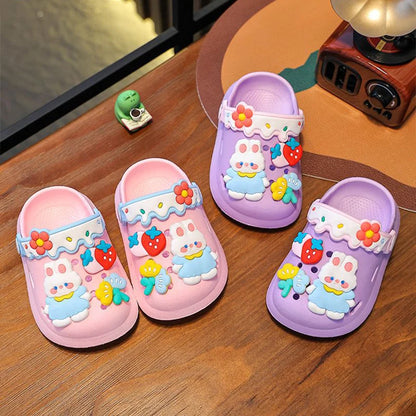 Cartoon Bunny Kids Clogs – Girls Soft Sole Garden Shoes