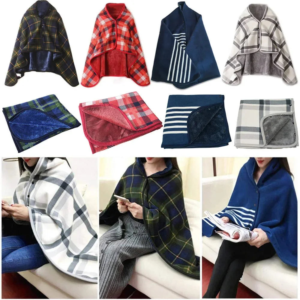 Plaid Blanket Scarf Wrap – Women's Double-Layer Winter Shawl