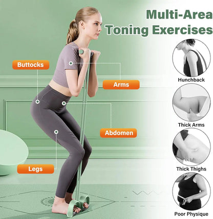 Pedal Resistance Band with Handles – 6-Tube Natural Rubber Yoga Puller