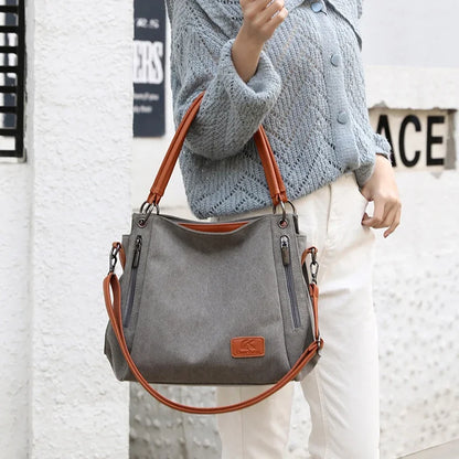 Canvas Shoulder Bag Women Large Capacity Crossbody Handbag