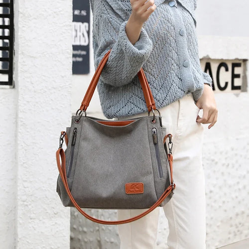 Canvas Shoulder Bag Women Large Capacity Crossbody Handbag