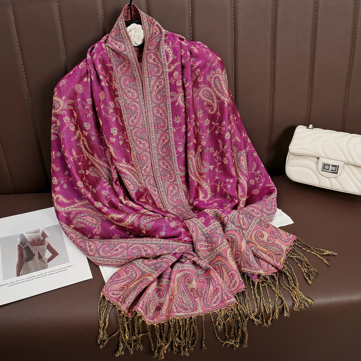 Paisley Print Cashmere Pashmina Shawl for Women – Warm Winter Wrap
