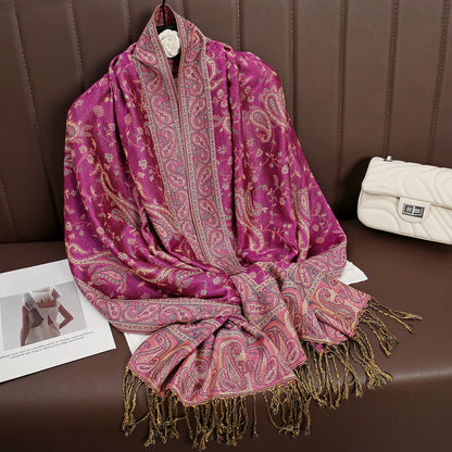 Paisley Print Cashmere Pashmina Shawl for Women – Warm Winter Wrap