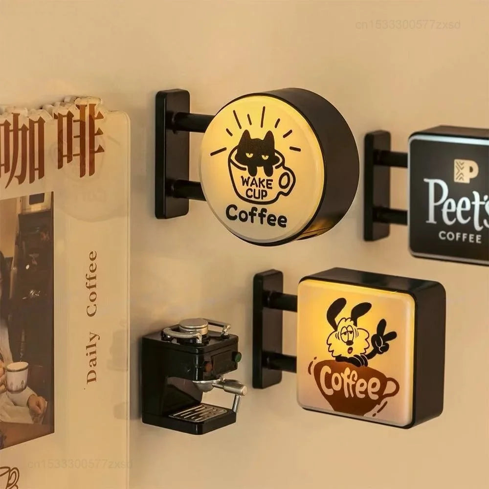 Retro Mini LED Light Sign with Cat Figurine | Home Decor
