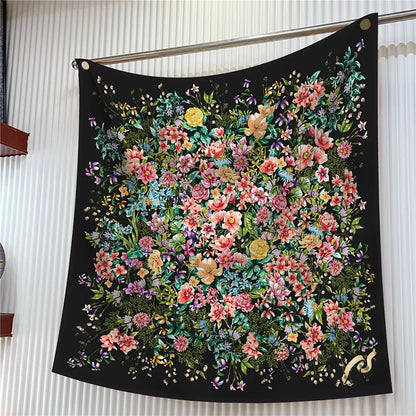 Luxury Silk Square Scarf Women Floral Paisley Print 90cm