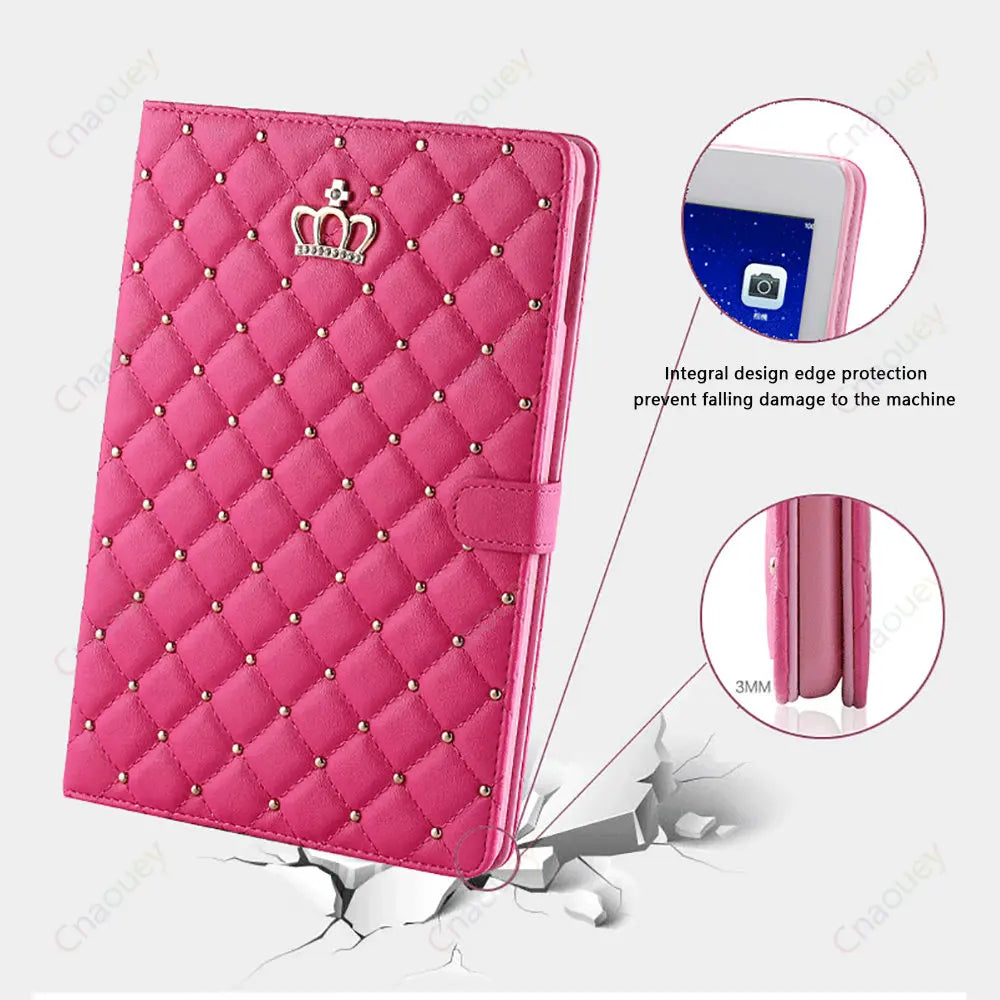 iPad Case Lambskin Smart Stand Cover for All iPad Models
