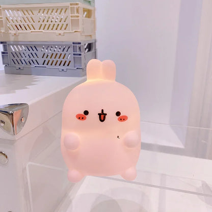 Cute Rabbit Night Light – LED Silicone Bedside Lamp, Cordless