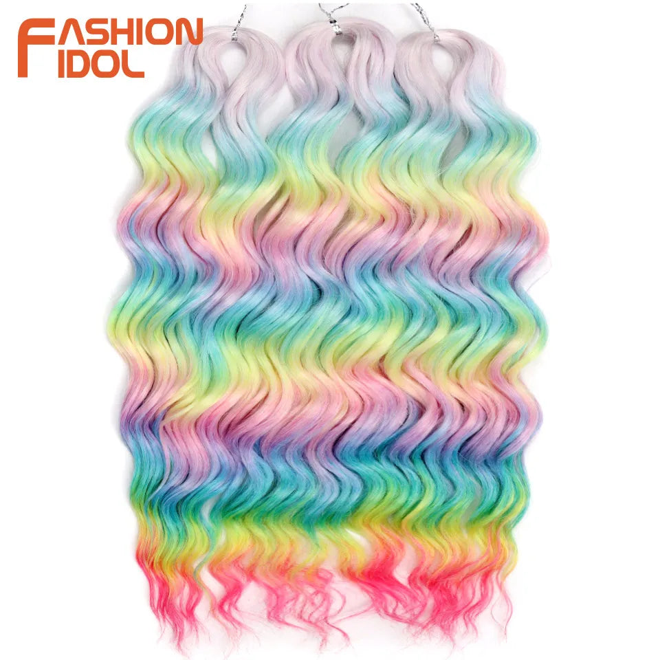 Deep Wave Braiding Hair Extensions 24 Inch – Synthetic Water Wave Crochet Hair