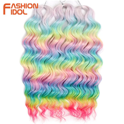 Deep Wave Braiding Hair Extensions 24 Inch – Synthetic Water Wave Crochet Hair