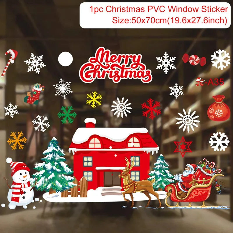 Christmas PVC Window Stickers – Festive Wall Decals for Home Decor