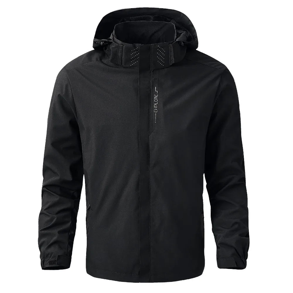 Men's Waterproof Hooded Rain Jacket – Lightweight Outdoor Windproof Raincoat