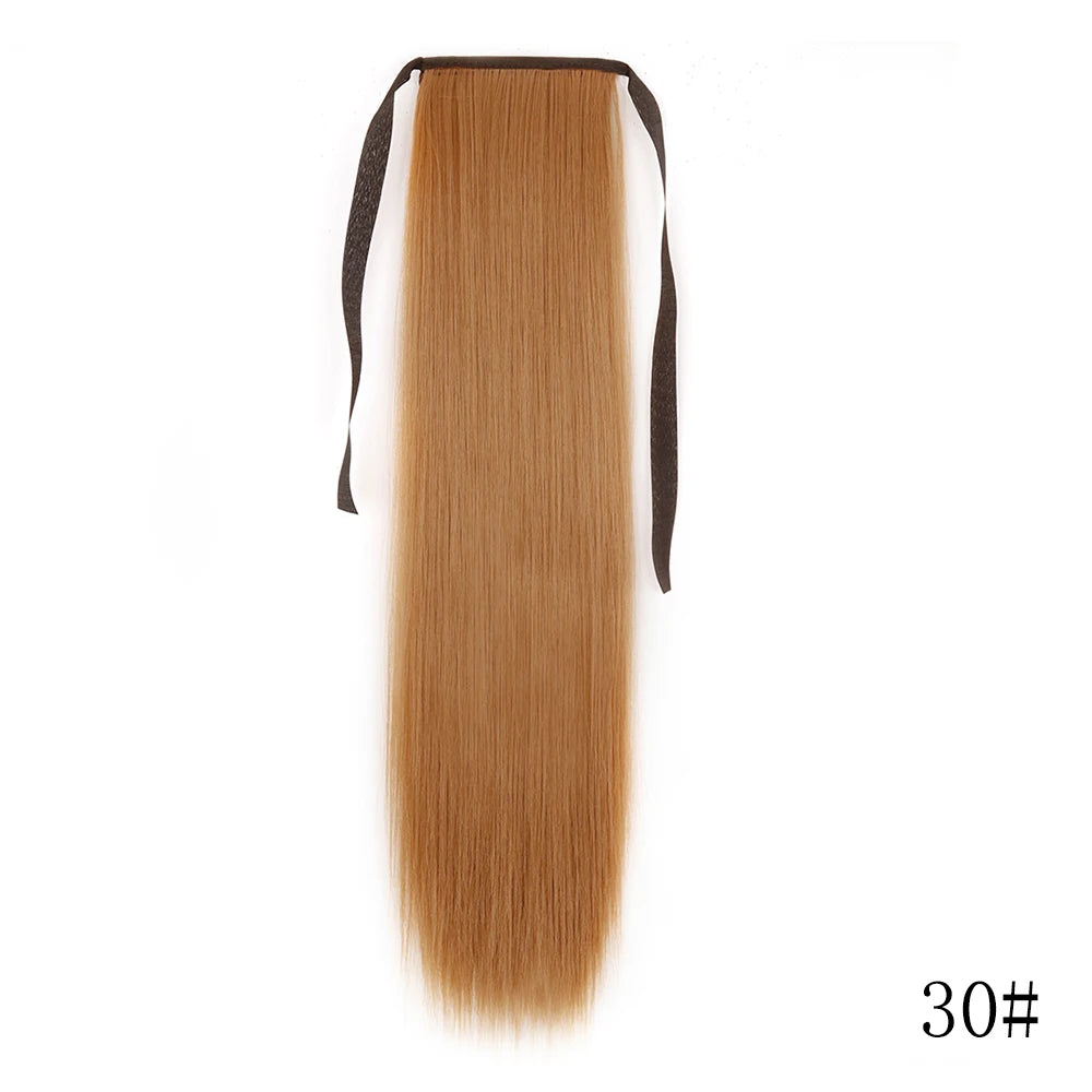 Wrap Around Ponytail Extension Synthetic Straight Hair 22-34 Inch