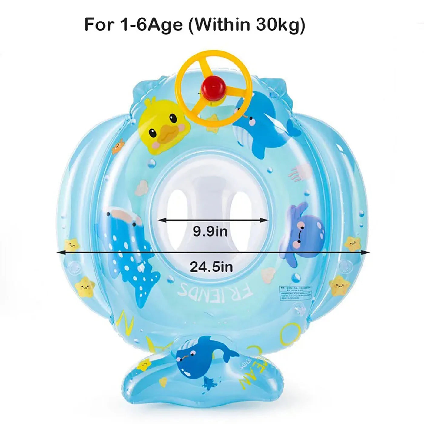 Baby Swim Ring Inflatable Seat Float with Ocean Friends Print