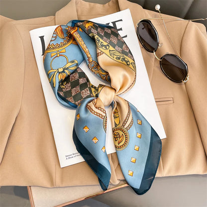 Silk Feel Square Scarf for Women – Satin Hair Wrap & Foulard Shawl