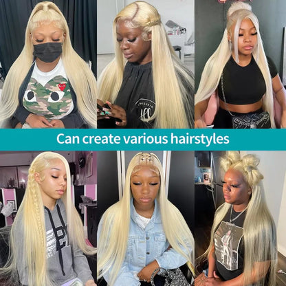 613 Blonde Straight Human Hair Wig – 13x6 & 13x7 HD Lace Front, 18–30 Inches