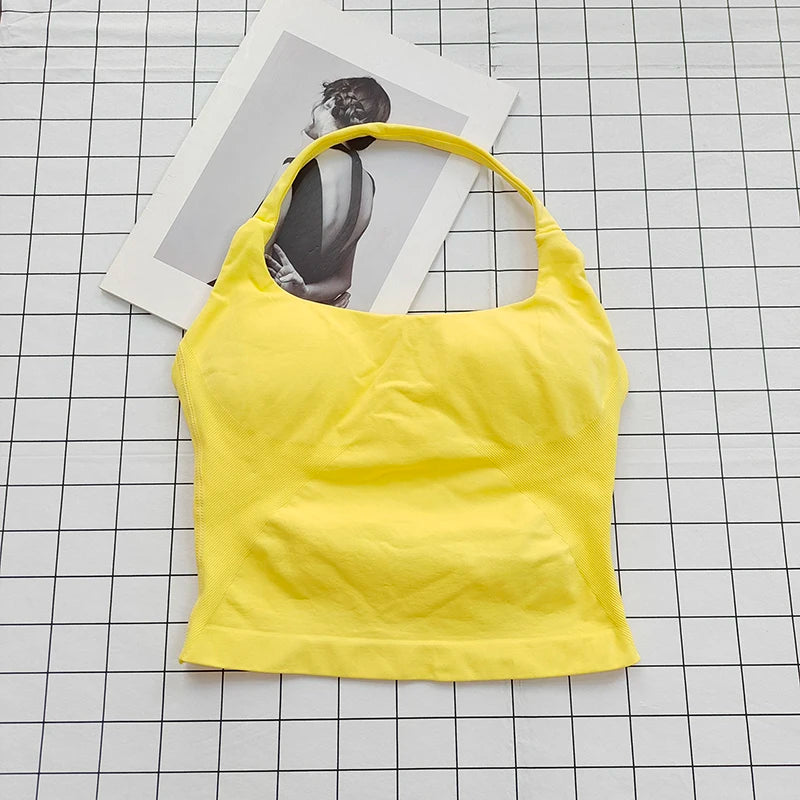 Women's Padded Halter Neck Backless Sports Top