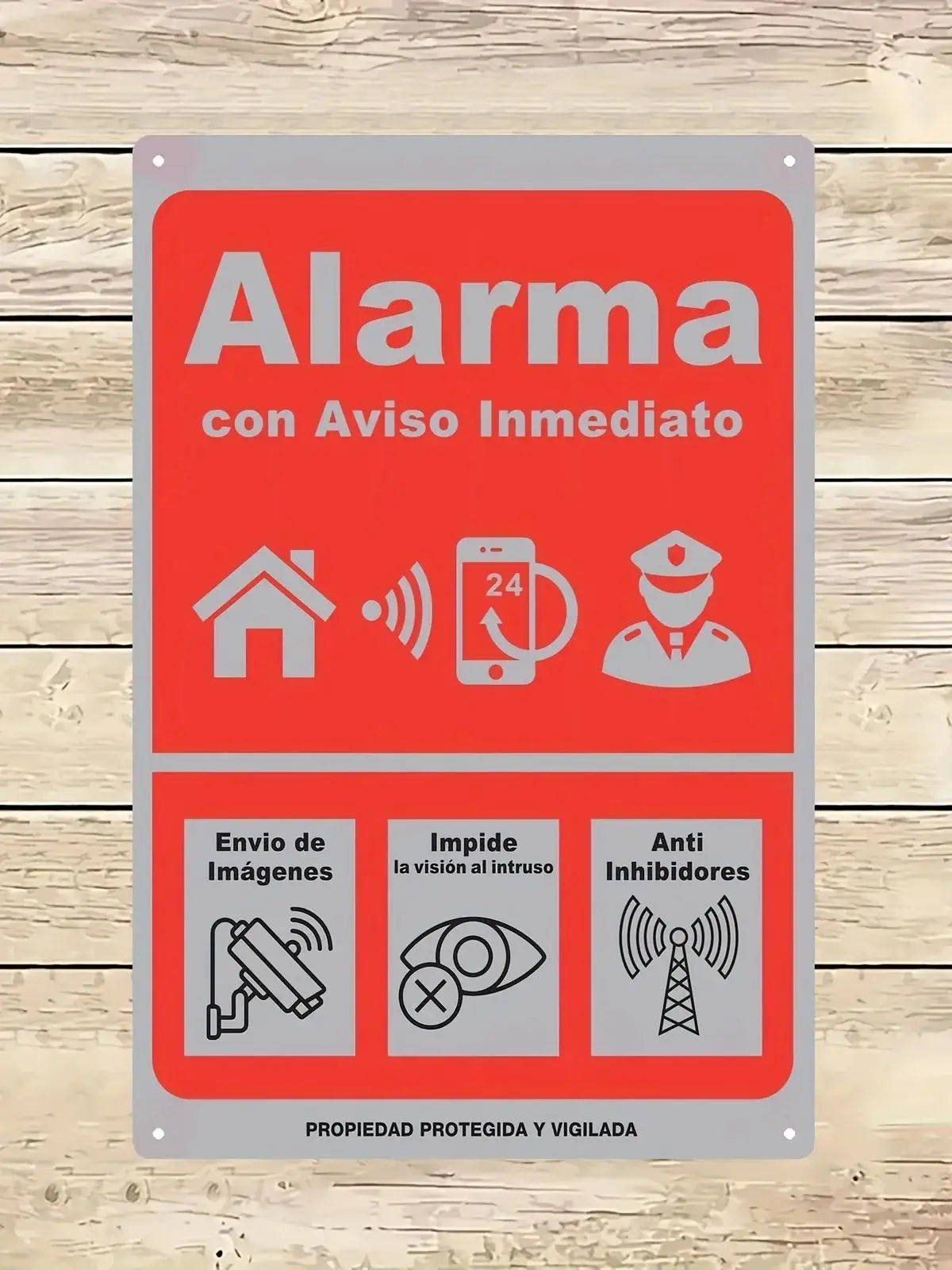 Spanish Alarm Security Metal Sign – Wall Decor Plaque