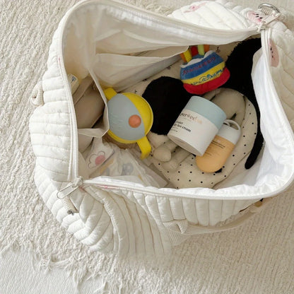 Large Quilted Maternity Diaper Tote Bag – Multi-Functional Travel Organizer