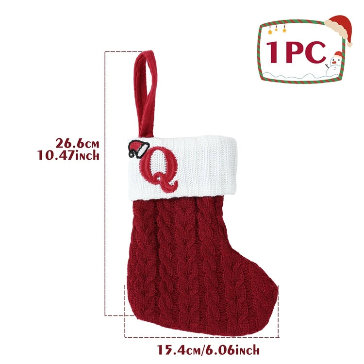 Christmas Alphabet Knit Stocking Ornament – 26 Letters