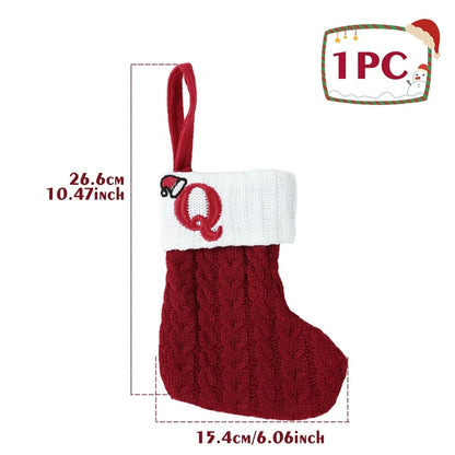 Christmas Alphabet Knit Stocking Ornament – 26 Letters