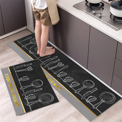 Non-Slip Kitchen Mat Set – Crystal Velvet Absorbent Rugs for Kitchen & Bathroom