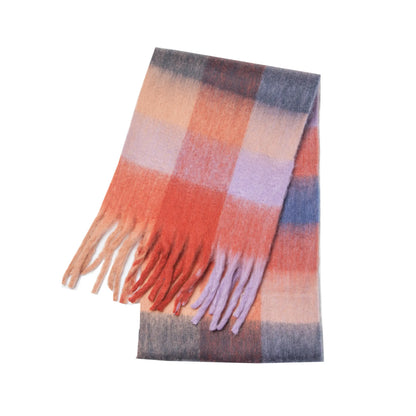 Women's Thick Winter Scarf – Colorblock Cashmere Shawl Wrap