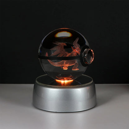 Pokémon Pikachu and Charizard 3D Crystal Poké Ball with LED Base