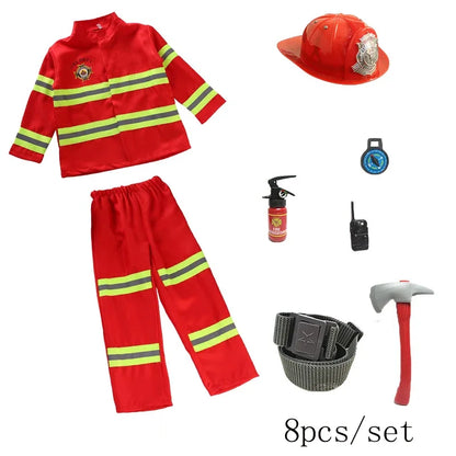 Kids Firefighter Costume Set – Children's Fireman Role Play Uniform with Accessories