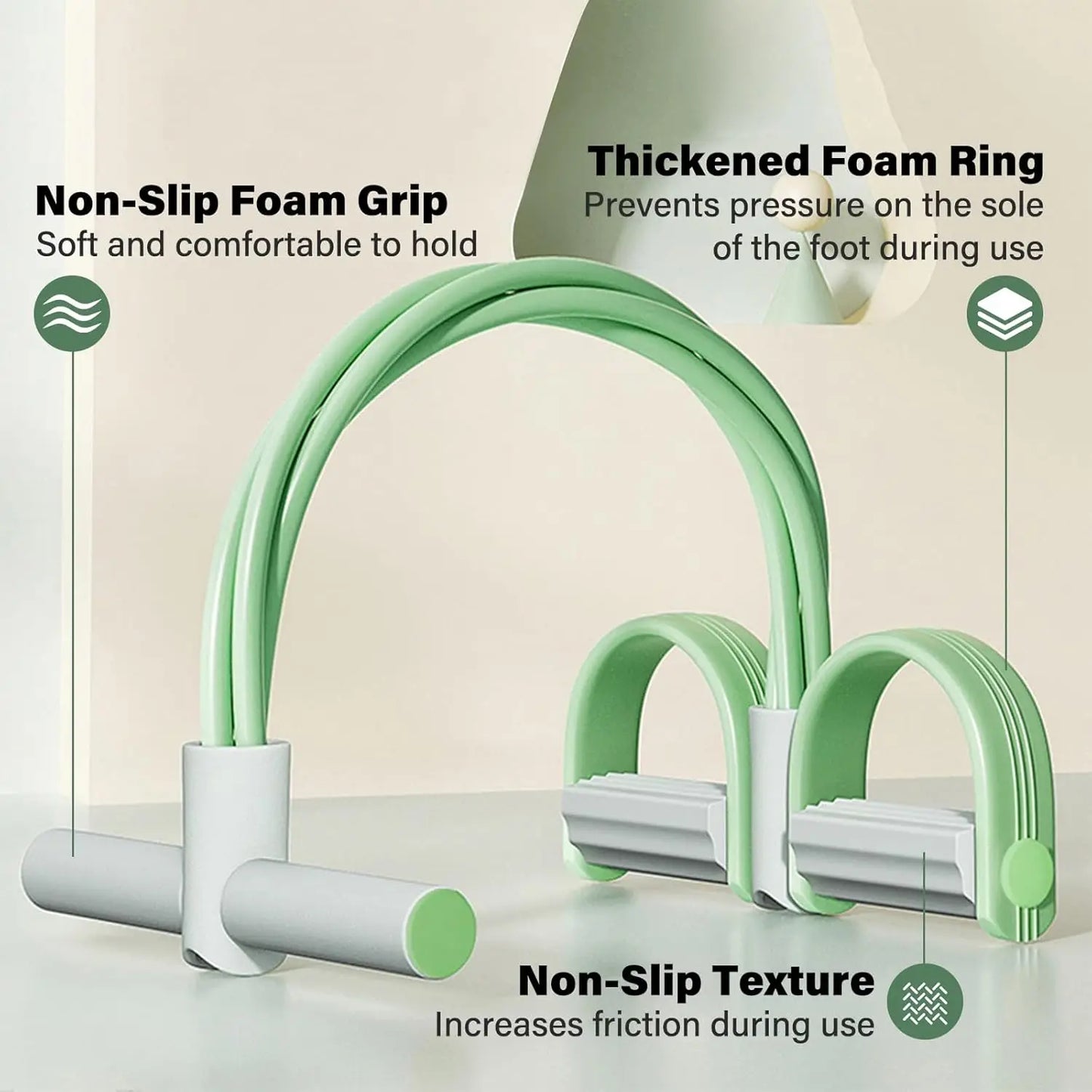 Pedal Resistance Band with Handles – 6-Tube Natural Rubber Yoga Puller