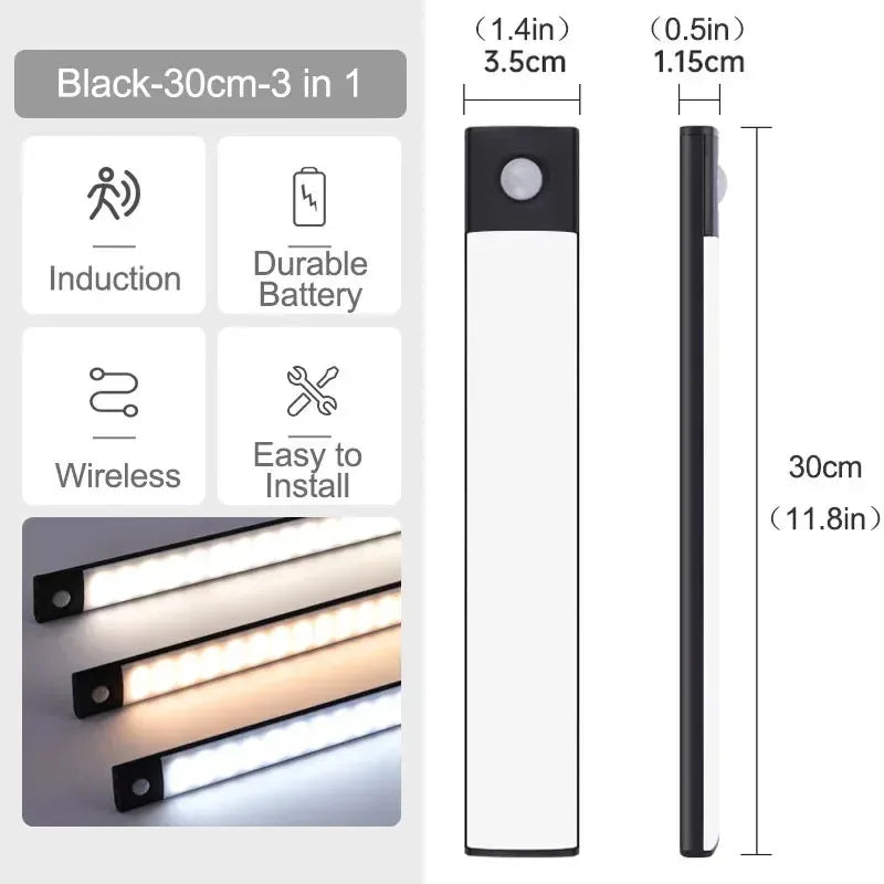 Motion Sensor LED Under Cabinet Light – USB Rechargeable Bar