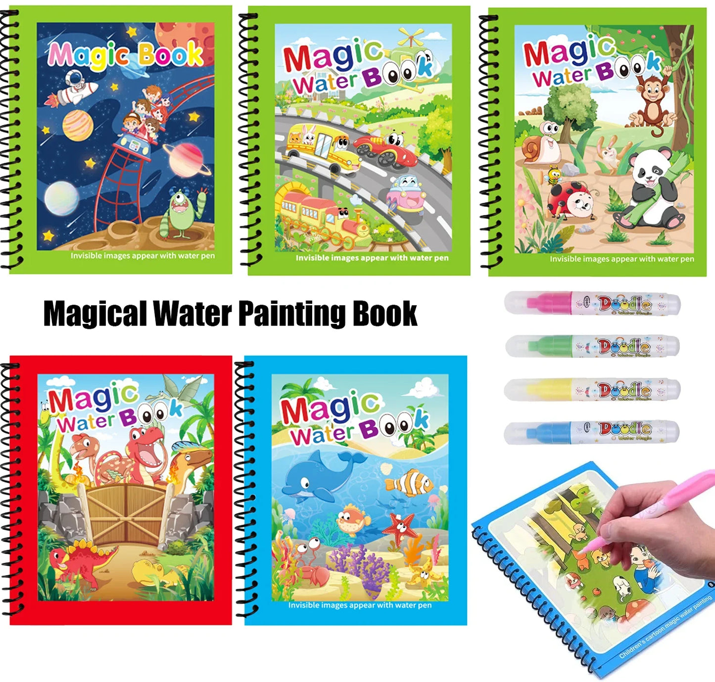 Magic Water Drawing Book for Kids with Water Pen