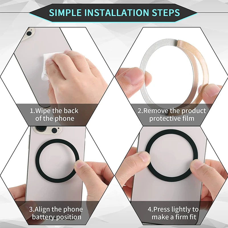 Magnetic Metal Ring Plate for MagSafe & Phone Holders – Iron Sheet Sticker