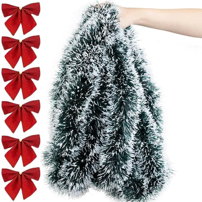 Christmas Tinsel Garland with Decorative Bows