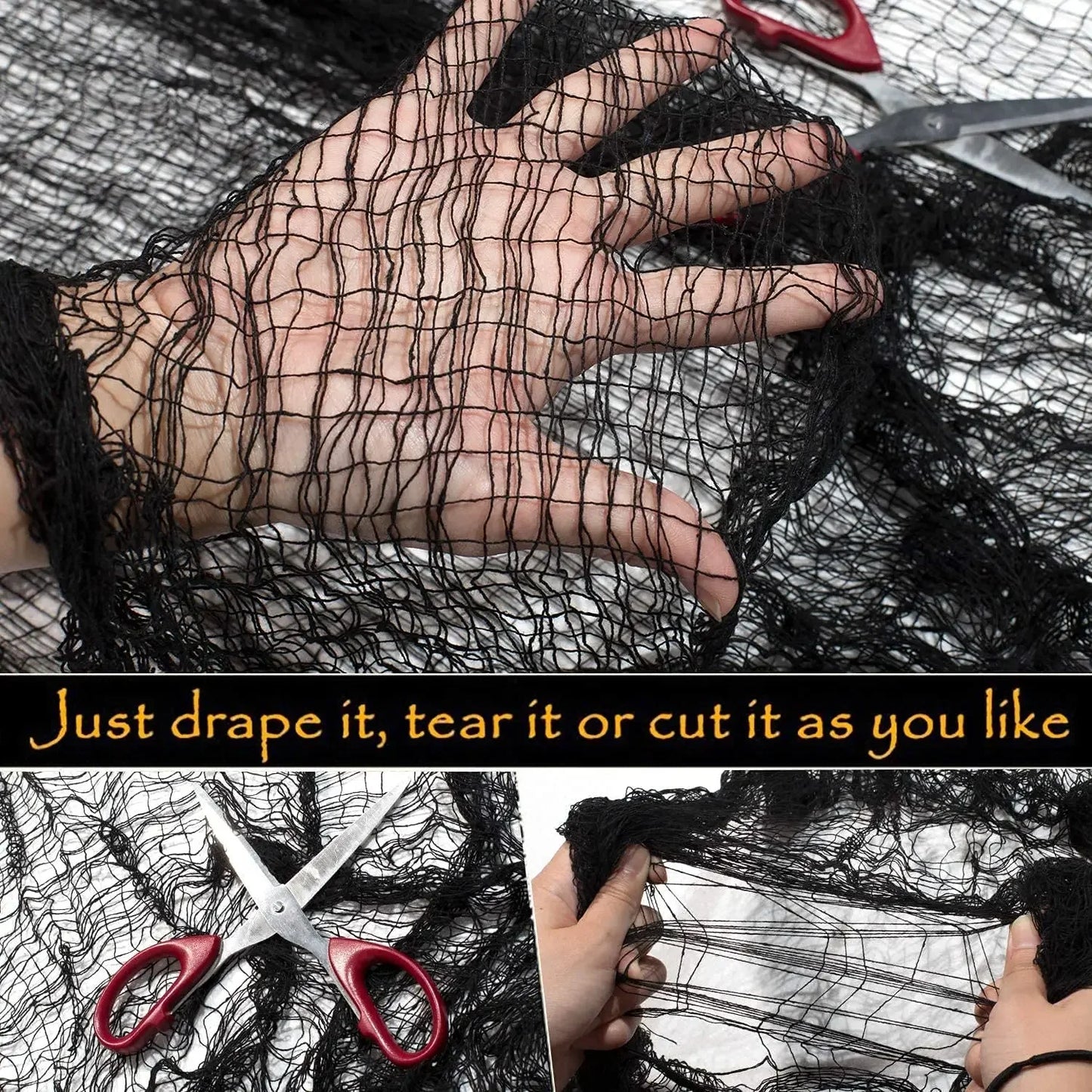 Halloween Creepy Gauze Cloth Door Curtain Decoration 72x30in