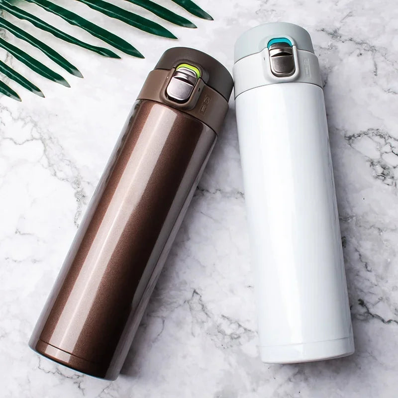 Vacuum Flask Thermos Bottle 500ml – Stainless Steel Pop-Up Lid Travel Mug