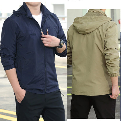 Men's Waterproof Tactical Windbreaker Jacket – Hooded Outdoor Coat